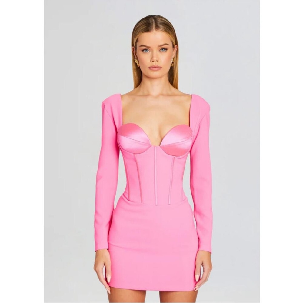 Retrofete Vibrant Pink Long Sleeve Dress - Picture 2 of 6